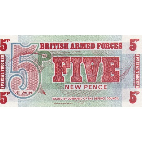 GREAT BRITAIN - PICK M44 - 5 NEW PENCE - BRITISH ARMED FORCES - ND (1972)