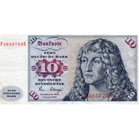 DEUTSCHLAND - PICK 31 d - FEDERAL REPUBLIC - 10  DEUTSCHE MARK - 2.01.1980