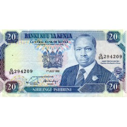 KENYA - PICK 25 c - 20 SHILLINGS - 01/07/1990