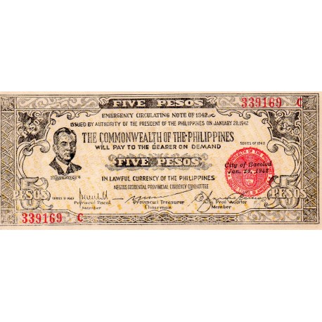 PHILIPPINEN - NEGROS OCCIDENTAL - PICK S 648 b - 5 PESOS - 1942