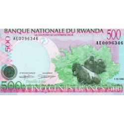 RWANDA - PICK 26 - 500 FRANCS - 01/12/1998 - GORILLAS