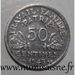 FRANCE - KM 914 - 50 CENTIMES 1943 B - Beaumont le Roger - TYPE BAZOR