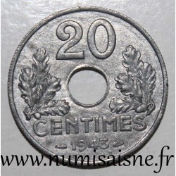 FRANCE - KM 900 - 20 CENTIMES 1943 - TYPE 20