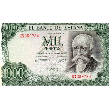 SPAIN - PICK 154 - 1000 PESETAS - 17/09/1971