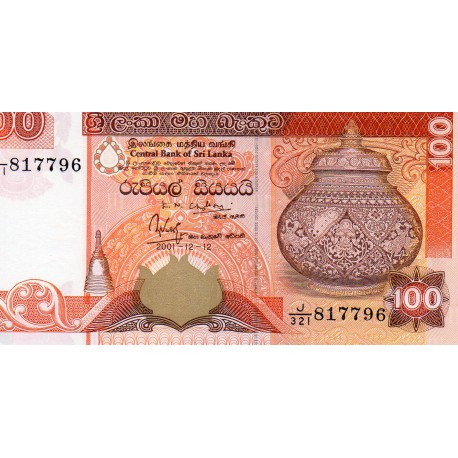 SRI LANKA - PICK 118 a  - 100 RUPEES - 12/12/2001