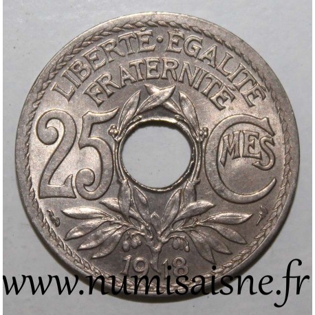 FRANCE - KM 867 - 25 CENTIMES 1918 - TYPE LINDAUER