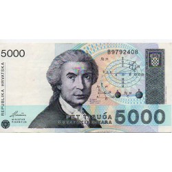 CROATIA - PICK 24 a - 5 000 DINARA - 15.01.1992