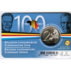 BELGIEN - 2 EURO 2021 - 100 JAHRE WIRTSCHAFTSUNION - Coincard