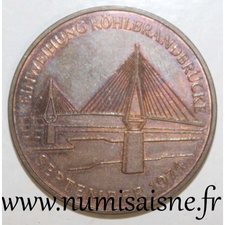 ALLEMAGNE - MÉDAILLE - INAUGURATION DU PONT DE KÖHLBRAND - Septembre 1974 - Hambourg