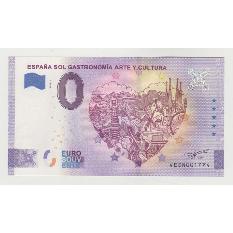 ESPAGNE - BILLET DE 0 EURO SOUVENIR - ESPAÑA SOL GASTRONOMÍA ARTE Y CULTURA - 2020