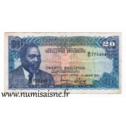 KENYA - PICK 13 b - 20 SHILLINGS - 01-01-1975