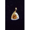 YELLOW GOLD PENDANT - 18 CARATS - CITRINE AND ZIRCONIUM OXIDE