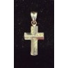 PENDENTIF CROIX OR BLANC - 18 CARATS - 10 BRILLANTS DE 0.01 CARAT