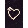 WHITE GOLD PENDANT - 9 CARATS - HEART ADORNED WITH 28 BRILLIANT