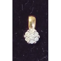 PENDENTIF OR JAUNE ET BLANC - 18 CARATS - 7 BRILLANTS