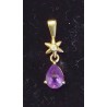 PENDENTIF OR JAUNE - 18 CARATS - AMETHYSTE EN FORME DE GOUTTE D'EAU PENDUE A UNE ETOILE