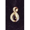 PENDENTIF OR JAUNE ET BLANC - 9 CARATS - SAPHIR EN FORME DE GOUTTE D'EAU