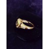 YELLOW GOLD RING - 18 CARATS - 1 CENTRAL SAPPHIRE (4 X 5 mm) AND 28 GLOSSES OF 0.02 CARATS - Size 52