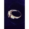 RING AUS GELBGOLD - 18 KARAT - 1 ZENTRALER SAPHIR (4 X 5 mm) UND 28 GLANZ VON 0,02 KARAT - Größe 52