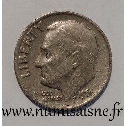 ÉTATS UNIS - KM 195 - 1 DIME 1966 - Philadelphie - ROOSEVELT