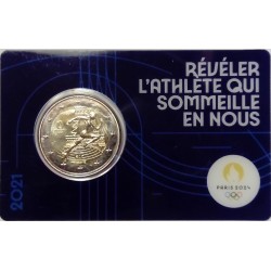 FRANCE - 2 EURO 2021 - JEUX OLYMPIQUES 2024 - COINCARD BLEUE