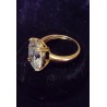 YELLOW GOLD RING - 18 CARATS - ZIRCONIUM OXIDE 16 X 12 MM - SIZE 56