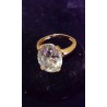 YELLOW GOLD RING - 18 CARATS - ZIRCONIUM OXIDE 16 X 12 MM - SIZE 56