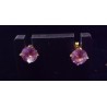 BOUCLES D'OREILLES OR JAUNE 18 CARATS ORNEES D'AMETHYSTE DE 7 MM DE DIAMETRE