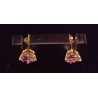 EARRINGS 18 CARAT YELLOW GOLD DECORATED WITH AMETHYST 7 MM IN DIAMETER