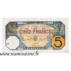 FRENCH WEST AFRICA - PICK 5 b / F - DAKAR - 5 FRANCS 16/05/1929