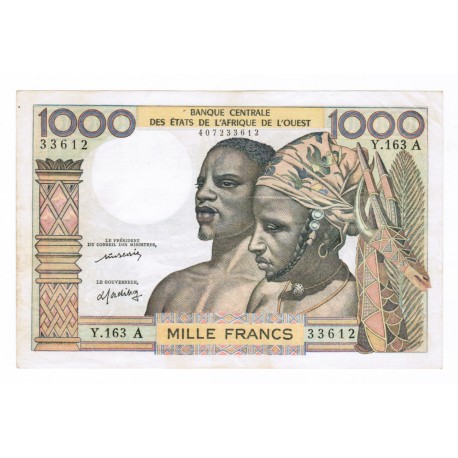 ÉTATS DE L'AFRIQUE DE L'OUEST - CÔTE D'IVOIRE - PICK 103 A L  - 1.000 FRANCS (1977)