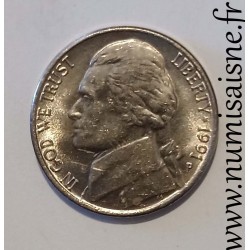 ETATS UNIS - KM 192 - 5 CENTS 1991 P - Philadelphie - THOMAS JEFFERSON