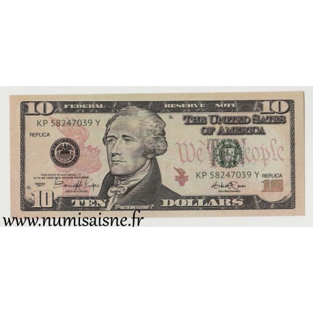 VEREINIGTE STAATEN VON AMERIKA - 10 DOLLAR 2017 - Alexander Hamilton - Replica für Kino