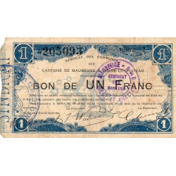 59 - MAUBEUGE - SOLRE-LE-CHATEAU - BON DE 1 FRANC - 11/03/1915
