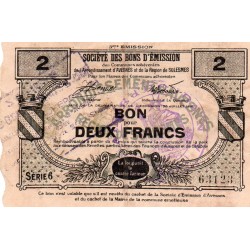 Komitat AVESNES - BON POUR DEUX FRANCS - 30/07/19164