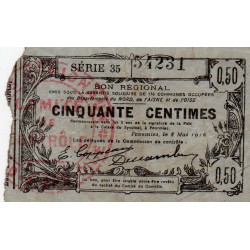 County 59 - FOURMIES - BON DE 50 CENTIMES - 08/05/1916