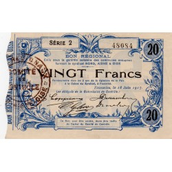 59 - FOURMIES - BON DE VINGT FRANCS - 18/06/1917