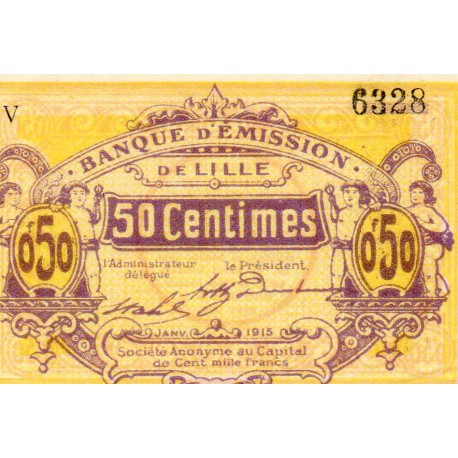 County 59 - LILLE - BON DE 50 CENTIMES - 01/1915