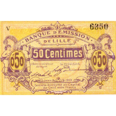 59 - LILLE - BON DE 50 CENTIMES - 01/1915