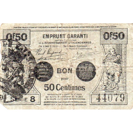 59 - VALENCIENNES - 50 CENTIMES - 11/1915