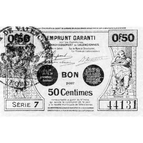 59 - VALENCIENNES - 50 CENTIMES - 11/1915