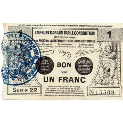 County 59 - VALENCIENNES - 1 FRANC - 11/1917