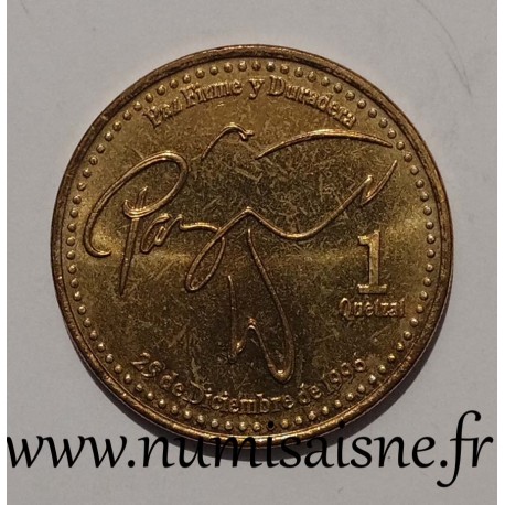 GUATEMALA - KM 284 - 1 QUETZAL 1999 - Stilisierte Taube - Ende des Bürgerkriegs von 1996