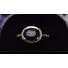 WHITE GOLD RING - 18 CARATS - DECORATED WITH A SAPPHIRE OF 7 X 5 MM - SIZE 48