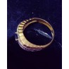 RING IN YELLOW GOLD - 18 CARATS - SAPPHIRE OF 4 X 3 MM AND 8 GLOSSES - SIZE 55