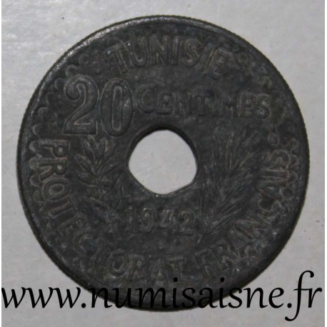 TUNESIEN - KM 268 - 20 CENTIMES 1942 - Ahmad Pascha - Französisches Protektorat