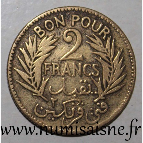 TUNESIEN - KM 248 - 2 FRANCS 1924 - AH 1343