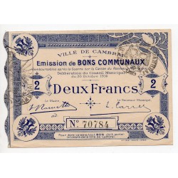 59 - CAMBRAI - BON DE 2 FRANCS - 30/10/1914