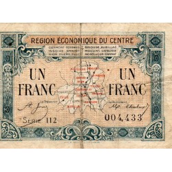 CENTRAL ECONOMIC REGION - 1 FRANC - 01/08/1924