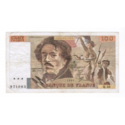 FAY 69/5 - 100 FRANCS DELACROIX - 1981 - PICK 154 - MANQUE PAPIER